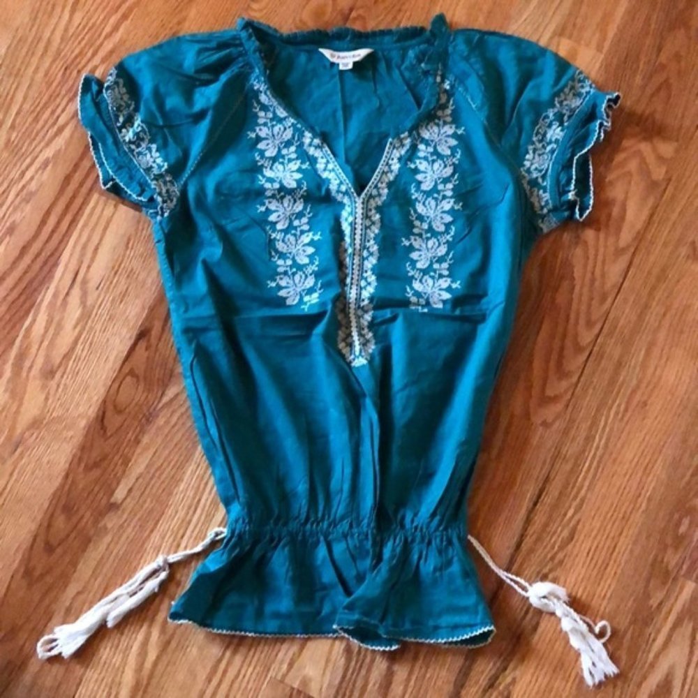 Embroidered blouse with drawstring waist. Medium - Picture 3 of 7